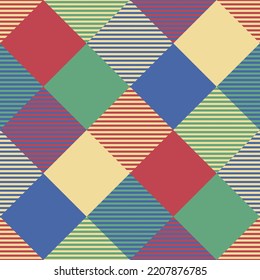 Seamless tartan plaid pattern in Blue , Green , Yellow and Red Color.