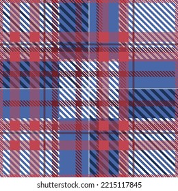 Seamless tartan plaid pattern in Blue and Red Color.