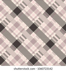 Seamless tartan plaid pattern in brown and pink tone.