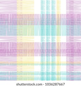 Seamless tartan plaid pattern. Checkered fabric texture print stripes punchy pastel colorful background.