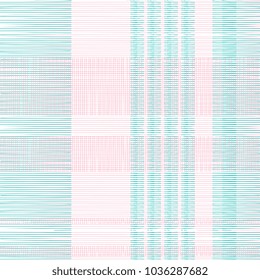 Seamless tartan plaid pattern. Checkered fabric texture print stripes punchy pastel colorful background.