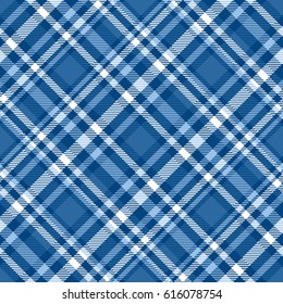 Seamless tartan plaid pattern. Checkered fabric texture print in dark grayish blue, navy, pale blue and white