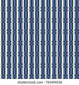 Seamless tartan plaid pattern. Checkered fabric texture stripes of white,blue and blue background.