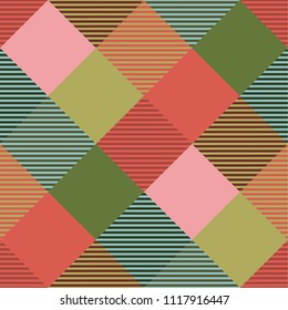 Seamless tartan plaid pattern in colorful tone.