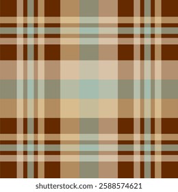 Seamless tartan plaid pattern in earthy tones. Classic checkered textile design perfect for fabric, wallpaper, backgrounds, and digital prints. High-quality vector and tileable repeat pattern.