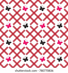Seamless tartan plaid pattern. Fabric texture checkered background in butterfly white background

