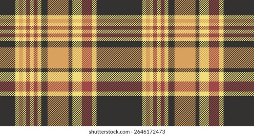 A seamless tartan plaid pattern featuring warm tones of yellow, red, and brown, accented with a classic woven texture. 