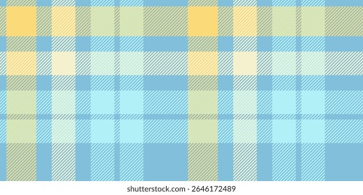 A seamless tartan plaid pattern featuring refreshing blue and yellow tones with a subtle woven texture. Ideal for textile designs, digital backgrounds, or creative fashion projects.