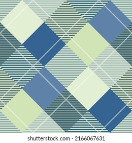 Seamless tartan plaid pattern in  Green and Blue.