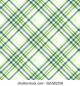 Seamless tartan plaid pattern in green and white. Checkered fabric texture design. Vector swatch for digital textile printing