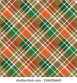 Seamless tartan plaid pattern in orange and green tone.