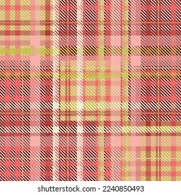 Seamless tartan plaid pattern in Peach Pink and and Green Color.