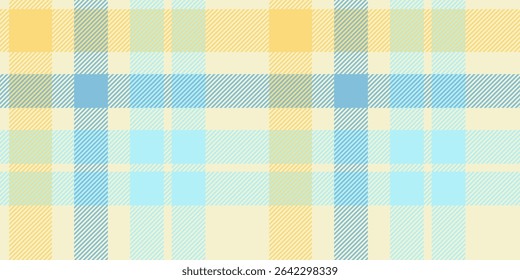 A seamless tartan plaid pattern in refreshing shades of blue and yellow. Perfect for textile design, fashion, home decor, and creative projects with a cheerful and modern vibe