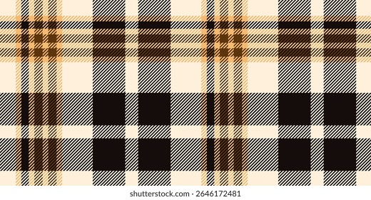 A seamless tartan plaid pattern in rich brown and beige hues with black accents. Featuring a classic woven texture, this design is suitable for textiles, digital projects