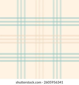 Seamless tartan plaid pattern in soft pastel beige and mint green. Classic checkered textile design for fabric, wallpaper, wrapping paper, and digital backgrounds.