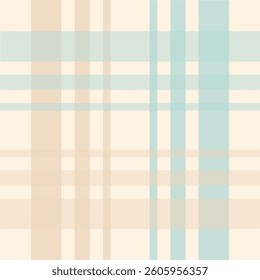 Seamless tartan plaid pattern in soft pastel beige and mint green. Classic checkered textile design for fabric, wallpaper, wrapping paper, and digital backgrounds.