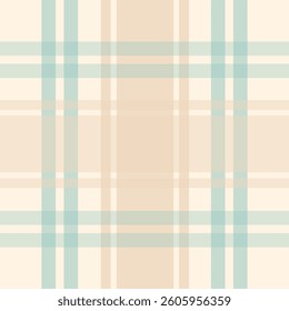 Seamless tartan plaid pattern in soft pastel beige and mint green. Classic checkered textile design for fabric, wallpaper, wrapping paper, and digital backgrounds.