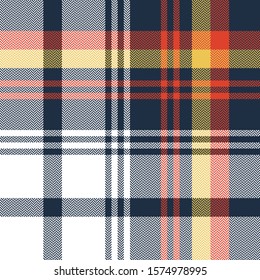 Seamless tartan plaid pattern texture. Bright multicolored herringbone asymmetric check plaid for autumn winter for scarf, blanket, throw, duvet cover, flannel shirt, or other modern textile print.