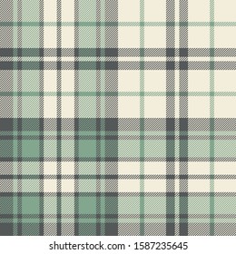 Seamless tartan plaid pattern texture. Green, grey, and off white check plaid for spring and summer flannel shirt, scarf, blanket, throw, duvet cover, or other modern textile print.