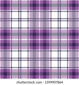 Seamless tartan plaid pattern texture. Bright purple check plaid for spring, summer, autumn, and winter flannel shirt, scarf, blanket, throw, duvet cover, dress, bag, or other textile print.