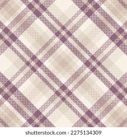 Seamless tartan plaid pattern with texture and pastel color. Vector illustration.