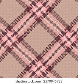 Seamless tartan plaid pattern with texture and pastel color. Vector illustration.
