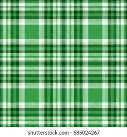 Seamless tartan plaid pattern. Traditional checker fabric texture in shades of dark and light green.