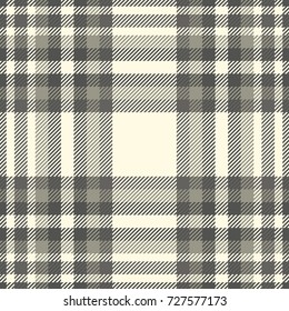 Seamless tartan plaid pattern. Traditional checkered fabric texture in palette of brown, gray and pale yellow. 
