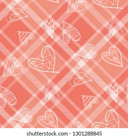 Seamless tartan plaid pattern in valentine tone.