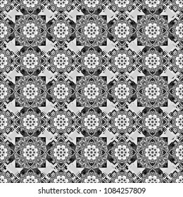 Seamless tartan plaid pattern. Vector checkered fabric texture print in shades of gray, black and white.