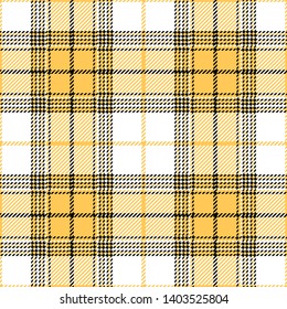 Seamless tartan plaid pattern vector. Contrast bright check plaid in yellow, white, and black for modern summer fashion textile design.