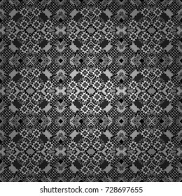 Seamless tartan plaid pattern. Vector checkered fabric texture print in shades of white, gray and black.
