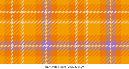 A seamless tartan plaid pattern in vibrant orange and purple hues, featuring diagonal lines and a traditional woven texture. Great for textile design, digital wallpapers, or creative fashion projects.