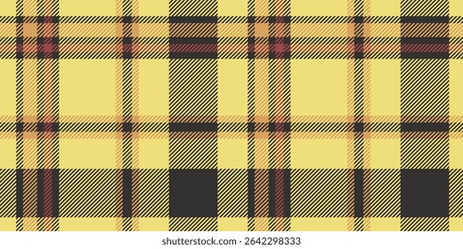 A seamless tartan plaid pattern in vibrant yellow, brown, and red tones with black accents. Perfect for textile design, fashion, home decor, and creative projects with a bold and lively aesthetic.