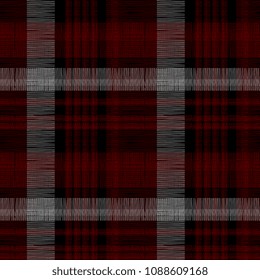 Seamless tartan plaid pattern. Wool tartan fabric texture red, black, and white.