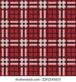 Seamless Tartan plaid. Scottish in shades of red, black and white. Retro style. Vector illustration for printing on paper, fabric, packaging, wallpaper.