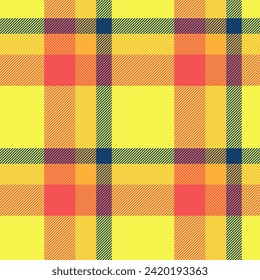 Seamless tartan plaid of texture pattern check with a textile fabric background vector in yellow and red colors.