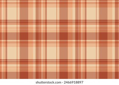 Tejido escocés sin costuras de textura a cuadros con un patrón de Vector de fondo de tela en colores naranja y claro.