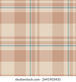 Seamless tartan texture of check vector fabric with a background textile pattern plaid in light and orange colors.
