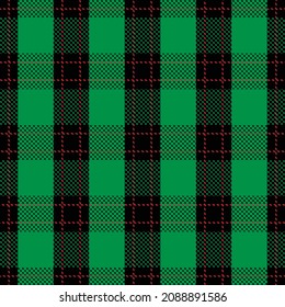 Seamless tartan texture pattern. Green and black Scottish plaid pattern.