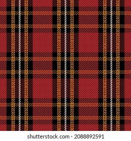 Seamless tartan texture pattern. Red and black are main color.Scottish textile pattern.