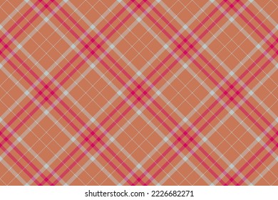 Textura tartán sin foco. Comprobación del patrón de colocación. Tela vectorial de fondo textil en colores naranja y gris.
