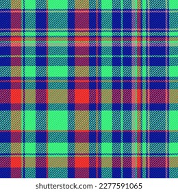 Seamless tartan vector. Texture plaid background. Fabric check textile pattern in red and blue colors.