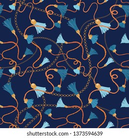 Seamless Tassels Vector Fabric Pattern
