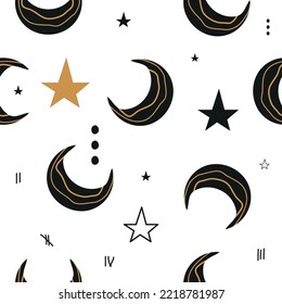 Seamless tattoo pattern. A set for a tattoo artist. Brutal vector illustration. Orange-black picture. Halloween. Minimalism.