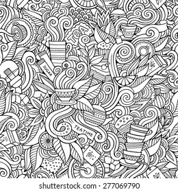 Seamless tea doodles abstract pattern background