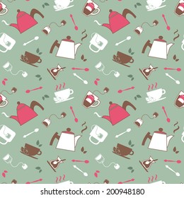 Seamless tea party pattern