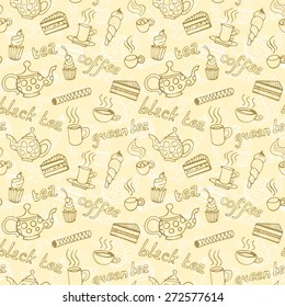 seamless tea party pattern vector illustration