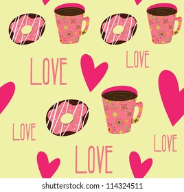 seamless tea time pattern.vector illustration