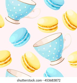 Seamless teacups and macarons